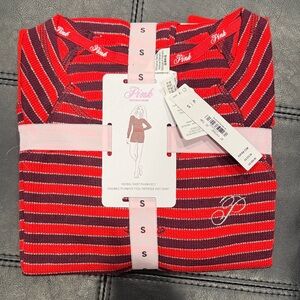 Red and Pink Striped Pajama Set